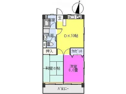 サンコーポあまの(2LDK/4階)の間取り写真
