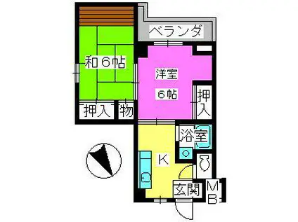 銀水ビル(2DK/4階)の間取り写真