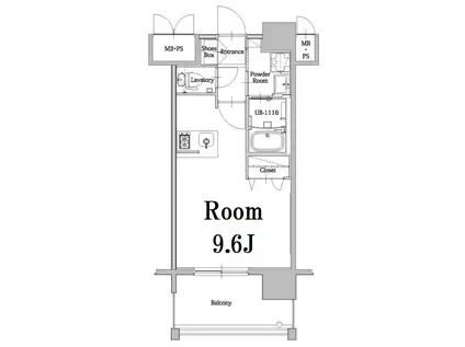 エンクレスト千早(ワンルーム/13階)の間取り写真
