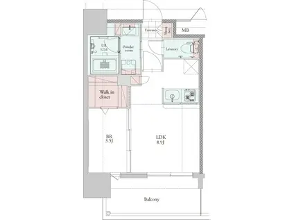 エンクレスト博多PREMIER(1LDK/7階)の間取り写真