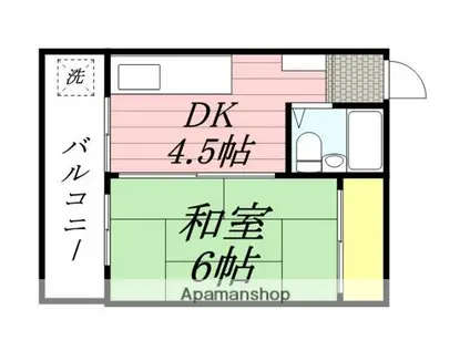 大蔵マンション博多(1DK/2階)の間取り写真