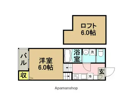 TIARE吉塚(1K/1階)の間取り写真