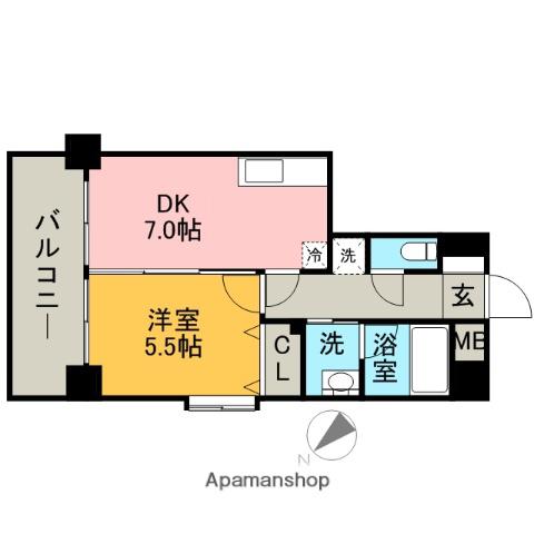 高口箔屋ビル(1DK/8階)の間取り写真