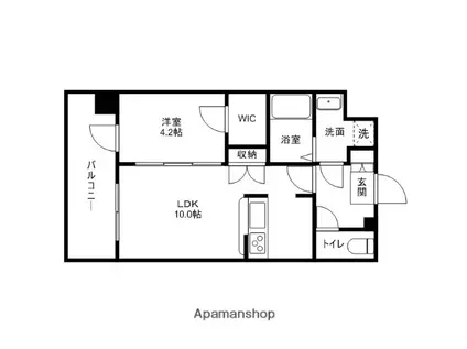 WILL DO中洲(1LDK/11階)の間取り写真