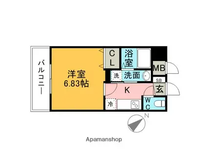 DSタワー大博通(1K/6階)の間取り写真