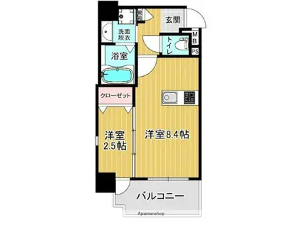 トラストビル千代県庁口(1LDK/2階)の間取り写真