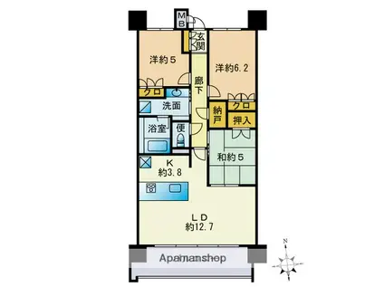MJR千早ブランシエラ(3LDK/13階)の間取り写真