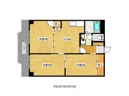 さくらビル(3DK/2階)の間取り写真