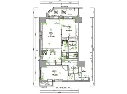 TRAIL大濠(2LDK/6階)の間取り写真