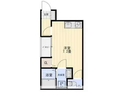 THE CUBE HAKOZAKI(ワンルーム/1階)の間取り写真