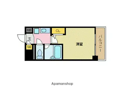 エスリード天神第2(1K/3階)の間取り写真