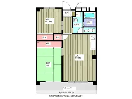 カレンシーハイツ西村(2LDK/2階)の間取り写真