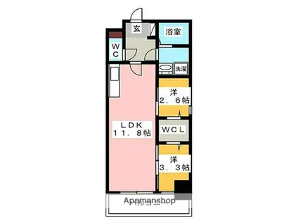 MODERN PALAZZO 天神南(2LDK/5階)の間取り写真