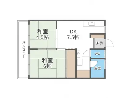 小笹カステリアB棟(2DK/5階)の間取り写真