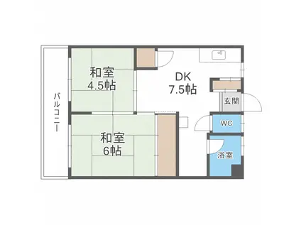 小笹カステリアA棟(2DK/3階)の間取り写真
