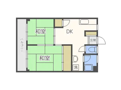 小笹カステリアA棟(2DK/4階)の間取り写真