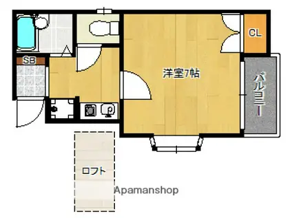 ソフィー21香椎参道(1K/1階)の間取り写真