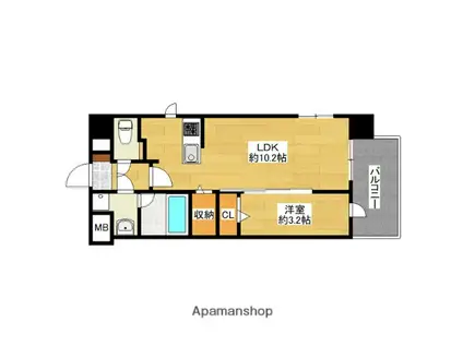 ルーグ箱崎(1LDK/7階)の間取り写真