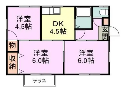 香椎線 伊賀駅 徒歩7分 1階建 築49年(3DK)の間取り写真