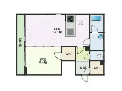 シャーメゾンSUE(1LDK/1階)の間取り写真