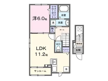 ヴィアラッテアⅡ(1LDK/2階)の間取り写真