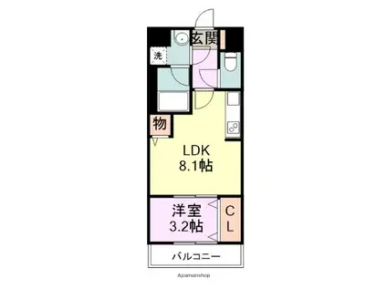 ラルヴェール御島崎(1LDK/4階)の間取り写真
