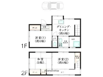 香椎線 須恵中央駅 徒歩10分 2階建 築36年(3DK)の間取り写真