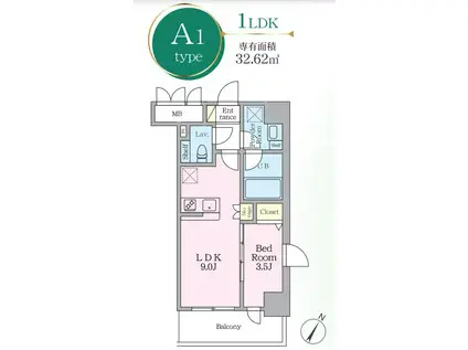 PAVANA JIONNE寺町通(1LDK/5階)の間取り写真