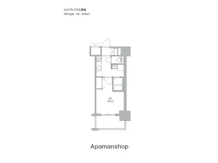 エルプレイス天神南(1K/3階)の間取り写真