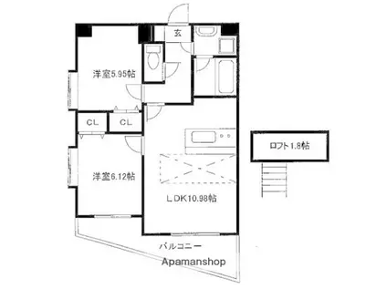 エーデル天神(2LDK/11階)の間取り写真
