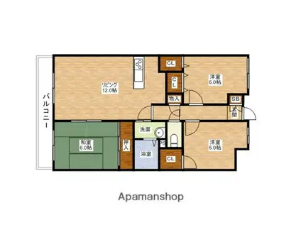 リファレンス寺塚(3LDK/3階)の間取り写真