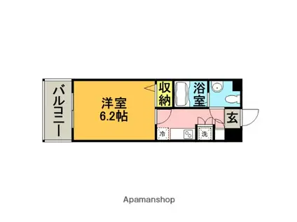 ダイナコートエスタディオ博多(1K/6階)の間取り写真