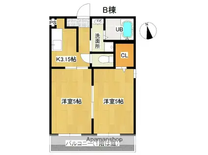 メゾン・ラ・クロセット(2K/1階)の間取り写真