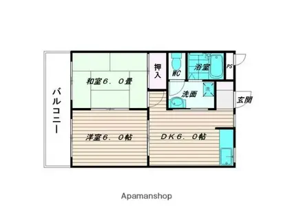 クリスタルハイツ青柳(2DK/3階)の間取り写真