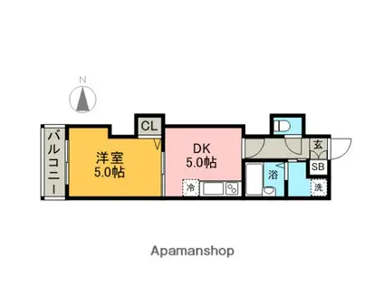 レジディア博多(1DK/8階)の間取り写真
