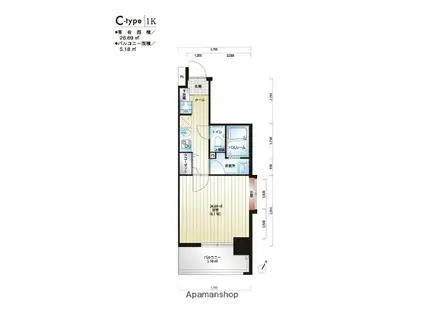 ローズモント・フレア薬院2(1K/3階)の間取り写真