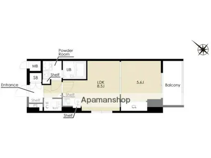 VOLAREAQUAPLACE(1LDK/9階)の間取り写真