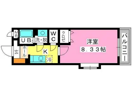 クリア吉塚(1K/2階)の間取り写真