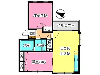 クレール今町(2LDK/1階)の間取り写真