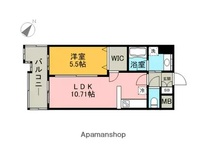 ヴィクトリア博多(1LDK/10階)の間取り写真