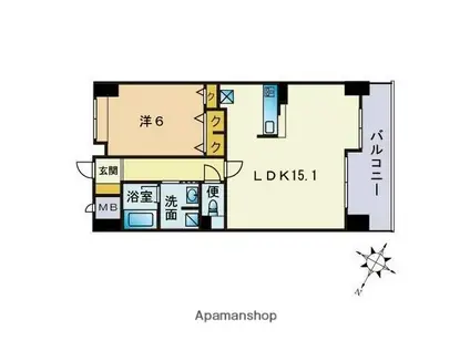 レジデンス博多(1LDK/9階)の間取り写真