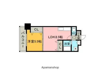 ロイヤル天神東104(1LDK/5階)の間取り写真