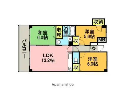 クレセントビル(3LDK/12階)の間取り写真