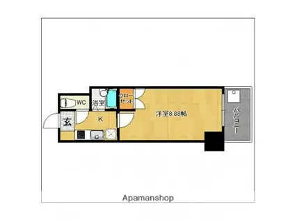 アリビオ博多駅東(1K/2階)の間取り写真