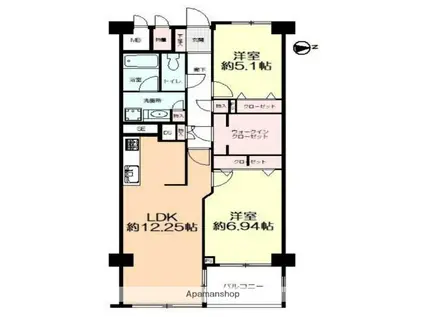 ホワイティ薬院(2SLDK/10階)の間取り写真