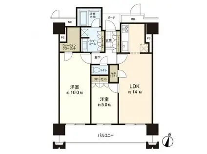 MJR赤坂タワー(2LDK/9階)の間取り写真