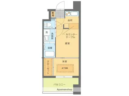 エステートモア天神(1LDK/7階)の間取り写真