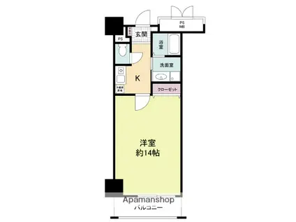 フォレステージュ天神(1K/2階)の間取り写真