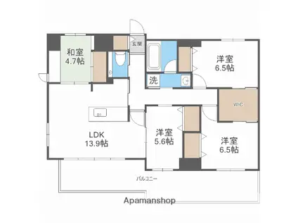 BPRレジデンス高宮(4LDK/11階)の間取り写真