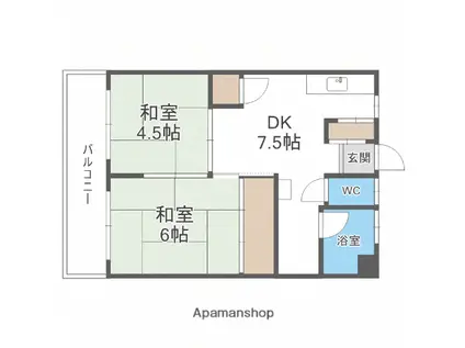 小笹カステリアA棟(2DK/5階)の間取り写真